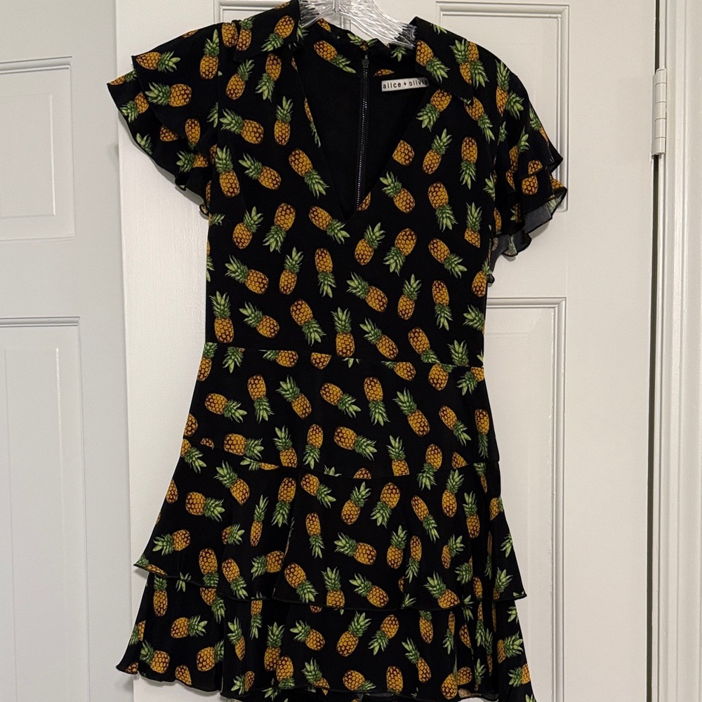 Alice + Olivia Black Pineapple Print Romper